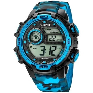 Calypso Herren Digitaluhr blau, Kunststoff Armband, Durchmesser: 47mm, Wasserdichtigkeit: 10 Bar, K5723/4
