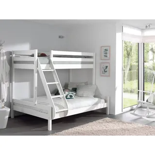 Vipack Etagenbett Martin 90 x 200 und 140 x 200 cm Kiefer massiv lackiert weiß