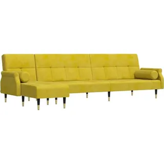 Schlafsofa in L-Form Gelb 271x140x70 cm Samt - Gelb