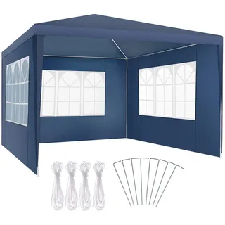 tectake Pavillon Barinas, wasserdicht, blau , Blau , Kunststoff , Quadratisch , 300x250x300 cm , Sonnenschutz, Pavillons