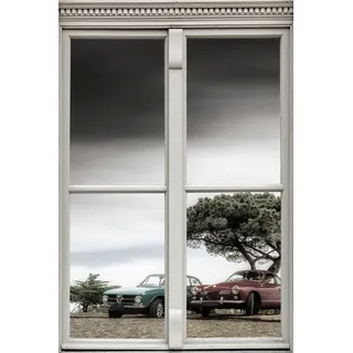 queence Wandsticker »Autos« Wandsticker, Wandbild, selbstklebend, 3D, Fenster, grau
