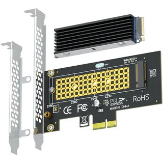 GLOTRENDS PA09-X1-HS M.2 NVMe zu PCIe X1 Adapter mit M.2 Kühlkörper für 2230/2242/2260/2280 M.2 NVMe SSD, PCIe X1 Installation (Schwarz)