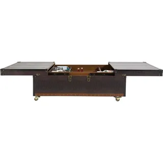 Kare Design Couchtisch Bar Globetrotter, Braun, Beistelltisch, Wohnzimmertisch, Hausbar, Holz Korpus, Stahl Beine, aufschiebbar, Vintage Stil, 37x120x75 cm (H/B/T)