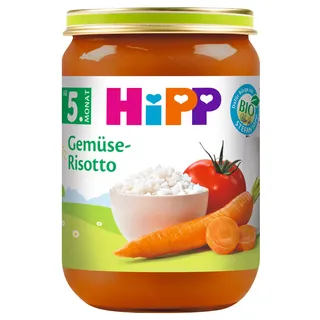 HiPP Bio Gemüse-Risotto (6 x 190g), Babygläschen ab 5. Monat, ohne Salzzusatz, mit Omega-3, für den Beikoststart