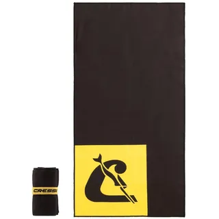 Cressi Towel Microfibre Double Face Vela-Mikrofaser Handtuch für Pool, Strand und Fitnessstudio Leicht Weich und Super Saugfähig Besser als Normale Handtücher-Schwarz/Gelb XL (75x150 cm)