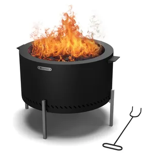 Blumfeldt Ignite Pure Feuerschale - Fast Rauchfrei, Rostbeständig, Tragbar & Kompakt, Inkl. Grillrost & Regenschutz, Leicht zu Reinigen, Perfekt für Garten & Camping