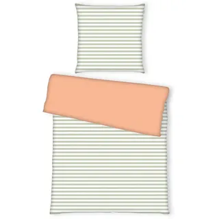 Tom Tailor Wendebettwäsche , Grün, Orange , Textil , Streifen , 135x200 cm , pflegeleicht , Heimtextilien, Bettwäsche & Leintücher, Bettwäsche, Wendebettwäsche