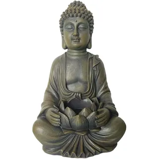 Relaxdays Buddha Figur sitzend 30 cm Bronze