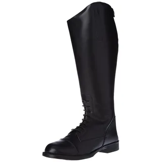 HKM Reitstiefel -New Fash ion- Damen | Schwarz | Standardweite/-Länge | mit Reißverschluss hinten, Schnürleiste & Elastikeinsatz | Kunstleder | Größe 35