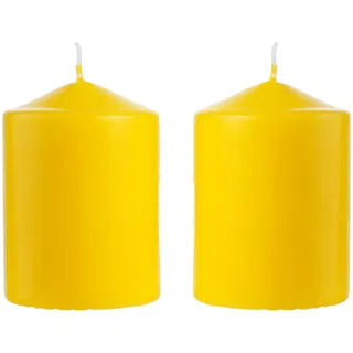 2 Stück Duftkerze Duft Citronella, Gelb Stumpenkerzen 10x7cm, Duft Stabkerzen 35 Stunden Verbrennung