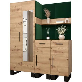 Garderobe ARTIN Set 15 mit gepolsterten Paneelen Industrial Design - Braun