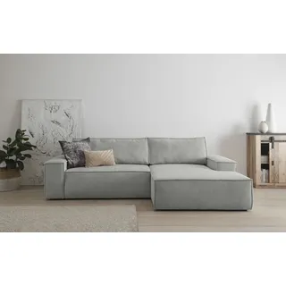 Home Affaire SHERWOOD Schlafsofa 267 cm, L-Form, Schlaffunktion mit Bettkasten (210x136 cm), Cord, Vintage, Samtvelours