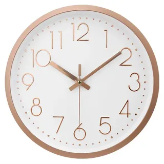 IvoQ Moderne Wanduhr Roségold - Stilvoll - Schlichtes Design - Ø 30 cm