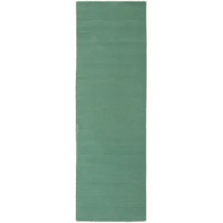 carpetfine Gabbeh Lola Uni Wollteppich 60 x 180 cm Blau/Türkis