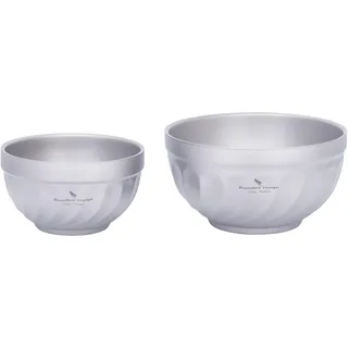 iBasingo Doppelwandige Titan Schüsseln 500ml & 800ml Haferflocken Lebensmittel Reis Suppe Schüssel Ultraleichte Tragbare Geschirr Outdoor Camping Metall Schüssel (500ML & 800ML Ti1170T)