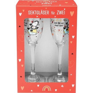 Sheepworld Sektglas-Set mit Motivdruck "Welt" | Sektgläser, 20 cl, Geschenkbox | Geschenk Hochzeit | 47348