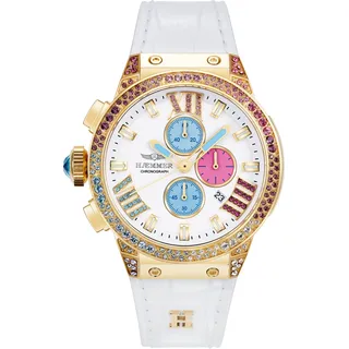 Chronograph HAEMMER GERMANY "EMINENT", weiß, goldfarben, Armbanduhren, Damen, Chronograph, Quarzuhr, Armbanduhr, Damenuhr, analog, Tag, Stoppfunktion