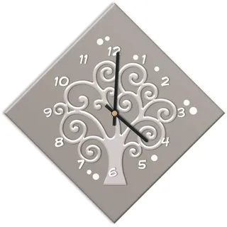 Mareli Wanduhr, Breite 42 x 42 cm und Seite 30 cm, Zifferblatt aus Holz, beschichtet mit laminiertem Papier, matt, Bedruckt - geeignet für Wohnzimmer, Küche, Büro, leise, beige, 42 x 42 c