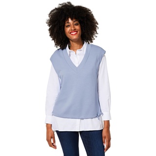 STREET ONE Damen A318487 T-Shirt V-Ausschnitt, mid Sunny Blue, 40