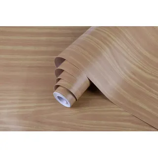 BUVU Klebefolie Möbel Hellbraun Holzoptik Möbelfolie Selbstklebende Folie Holz Tapete 45cm X 300cm Hellbraun Vintage Streifen Folie Wasserdicht Wandtapete für Möbel Wände Schränke Küche Tische