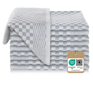 Vaily Premium Geschirrtücher 10er Pack - Trockentücher aus 100% Baumwolle super Saugstark- Oeko-TEX Zertifiziert - 70 x 45 cm Grau