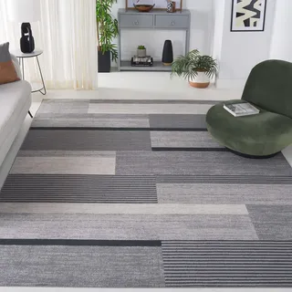 SAFAVIEH Modern Teppich für Wohnzimmer, Esszimmer, Schlafzimmer - Odyssey Collection, Kurzer Flor, Grau und Schwarz, 244 X 305 cm