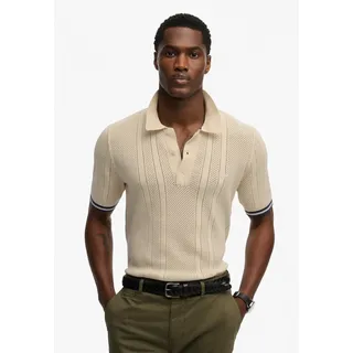Superdry Poloshirt "KNITTED TEXTURE S/S POLO" Baumwolle, relaxed fit, oatmeal beige