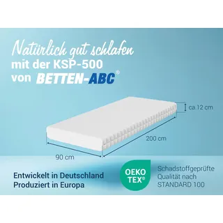 Matratze KSP-500 - Das Original - 7-Zonen- Kaltschaummatratze mit waschbaren Klimafaserbezug, Größe: 90x200, Härtegrad: H3 - Höhe 12cm