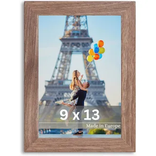 VictoR Bilderrahmen Klee 9x13 cm in Braun - moderner schlichter Fotorahmen Holz 9x13 - Bilderrahmen 9x13 Braun