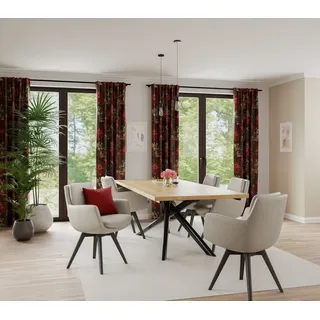 Homing Vorhang »Roja« verdeckte Schlaufen 1 Stk. tlg. blickdicht, rot, Blumen, floral, rose, Wohnzimmer, Schlafzimmer, rot