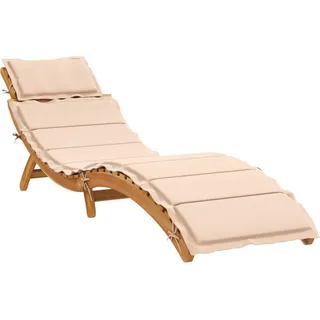 Design Sonnenliege mit Auflage Beige Massivholz Akazie - Gartenliegen 2025 Neu5064968 1parcel - Beige