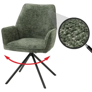 Mendler Esszimmerstuhl HWC-G67, Küchenstuhl Stuhl mit Armlehne, drehbar Auto-Position, Chenille MVG - grün