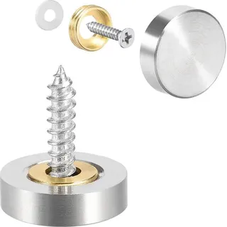 20er Set Spiegel Schrauben mit Kappen | 19mm Zierschrauben mit Abdeckkappe | Kupfer Spiegelnägel [Farbe - silber] - Spiegelkappe | Badezimmer Dekorativ Schrauben | Befestigungsschrauben für Spiegel - Silber