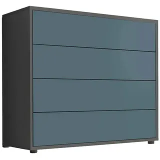 Mid.you Kommode , Anthrazit, Petrol , Holzwerkstoff , 4 Schublade(n) Schubladen , 79x73x33 cm , erweiterbar, stehend , Kleinmöbel, Kommoden, Kommoden