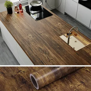 VEELIKE Möbelfolie Holzoptik Braun 60cm x 900cm Klebefolie Holz Tapete Selbstklebend Folie in Holz-optik Schrankaufkleber Schlafzimmer Küchentapete Abwaschbar Wandtapete Badezimmer Tapeten Wohnzimmer