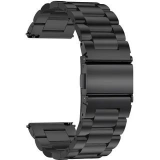 TStrap Uhrenarmband aus Metall 18mm - Schwarz Uhrenarmbänder mit Schnellverschluss für Herren und Damen - Smartwatch Armband aus Gebürstetem Massivem Edelstahl Ersatzband - 16mm 18mm 20mm 22mm
