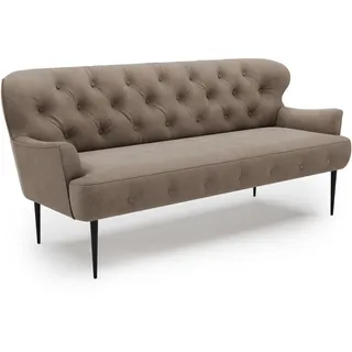 CAVADORE 3-Sitzer Küchensofa Amba, Trendige Sitzbank für Küche oder Esszimmer / 193 x 97 x 87 / Flachgewebe: Hellbraun