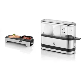 WMF Küchenminis Tischgrill für 2 mit Gemüsepfännchen, kleiner Elektrogrill mit kompakter Grillfläche, 1000 W & Küchenminis 2-Eier-Kocher, Eierkocher für 1-2 Eier, 250 W