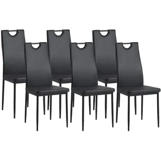 Albatros Esszimmerstühle SALERNO 6er Set, Schwarz- Edles Italienisches Design, Polsterstuhl mit Kunstleder-Bezug, Modern, Stilvoll am Esstisch