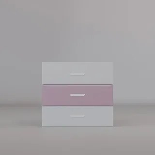 Kleine Kommode LUMI 3S, Stauraumkommode, Schubladen, Sideboard (Cashmiere + Altrosa) - Rosa