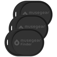 musegear Schlüsselfinder mini mit Bluetooth App I Keyfinder laut für Handy in schwarz 3er Pack I Für iOS & Android I Schlüssel finden