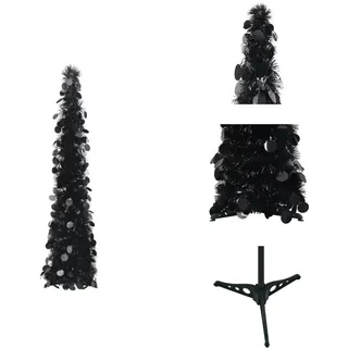 vidaXL Künstlicher Pop-Up-Weihnachtsbaum Schwarz 120 cm PET - Weihnachtsbäume - Schwarz