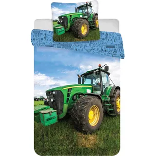 BrandMac Faro Tekstylia Traktor Baby-Bettwäsche-Set 2-teilig 100% Baumwolle Bettbezug 100x135cm Kissenbezug 40x60cm Klein-Kinderbettwäsche - Bunt