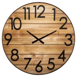 Wanduhr aus Holz ABBY, Tannenholz, Ø 70 cm - Braun