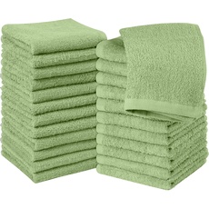 Utopia Towels - 24 Stück Seiftücher, 30x30 cm mit Aufhängeschlaufen, saugfähige Waschlappen zum Abwischen und Reinigen des Gesichts aus 100% Baumwolle (Salbeigrün)