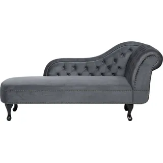 BELIANI Chaiselongue Rechtsseitig Grau Samtstoff Holzfüße Glamourös - Grau, Braun