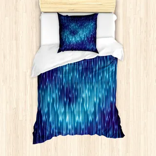 ABAKUHAUS Abstrakt Mantele, Cosmic Regen Effect Vivid, Milbensicher Allergiker geeignet mit Kissenbezügen, 135 cm x 200 cm - 80 x 80 cm, Blau Schwarz