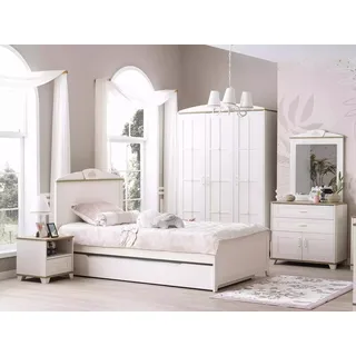 Funktionsbett Ausziehbares Kinderbett Bett Weiß Set 5tlg Holzbett - Weiß