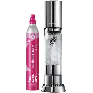 Sodastream Wassersprudler silber + 1 L BPA-freie Kunststoffflasche + Quick Conntect CO2-Zylinder