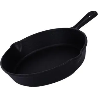 Gusseisen-Pfanne 27cm, hitzebeständig, antihaft, für Grillen und Braten - Schwarz